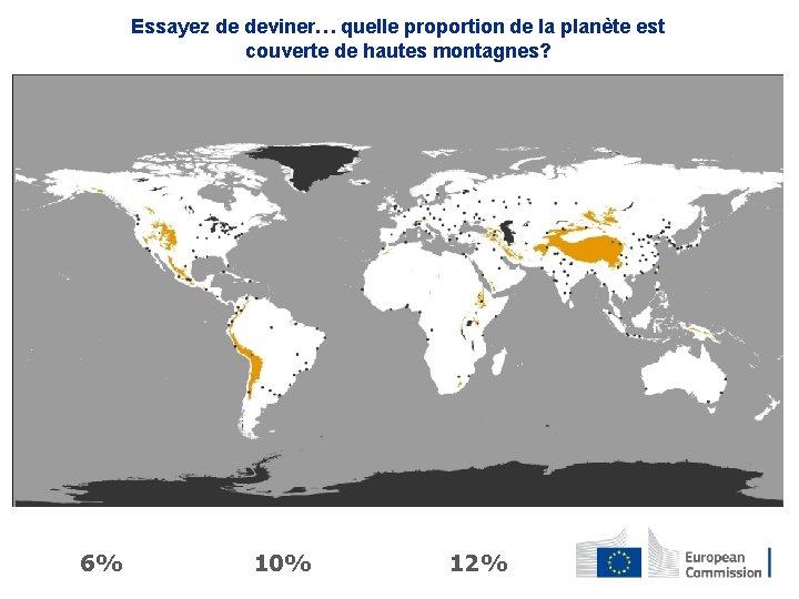 Essayez de deviner… quelle proportion de la planète est couverte de hautes montagnes? 6%