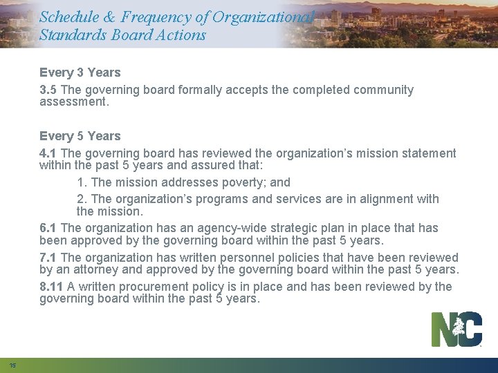 Schedule & Frequency of Organizational Standards Board Actions Every 3 Years 3. 5 The