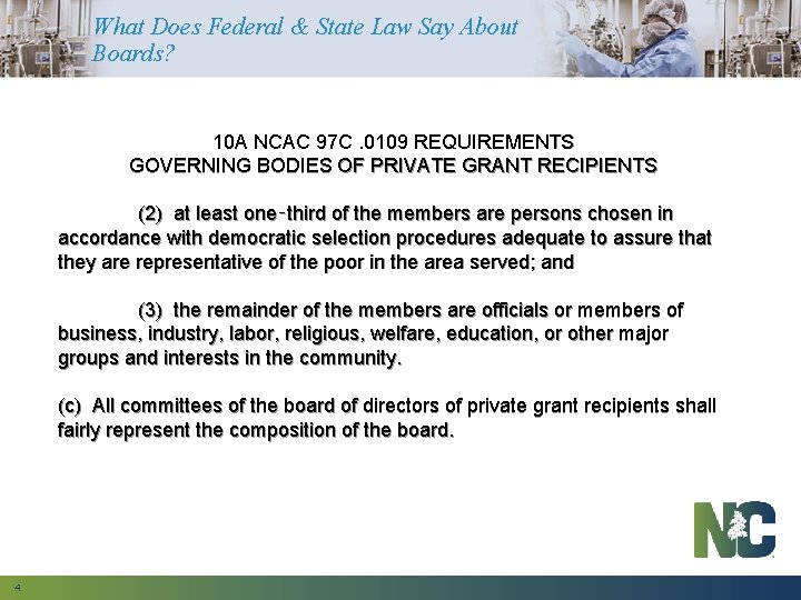 What Does Federal & State Law Say About Boards? 10 A NCAC 97 C.