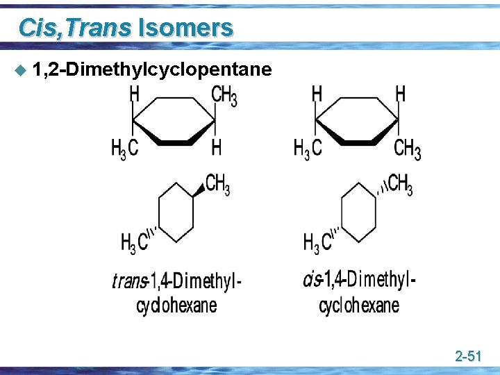 Cis, Trans Isomers u 1, 2 -Dimethylcyclopentane 2 -51 
