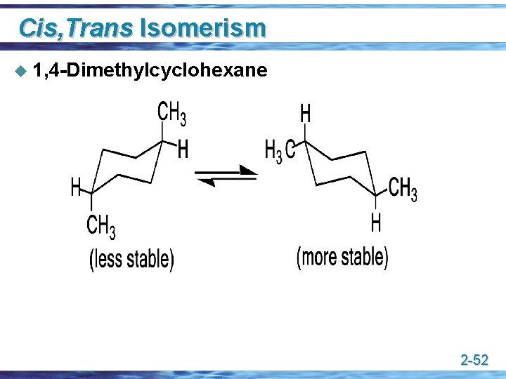 Cis, Trans Isomerism u 1, 4 -Dimethylcyclohexane 2 -52 