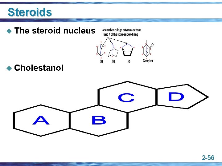 Steroids u The steroid nucleus u Cholestanol 2 -56 
