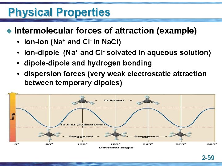 Physical Properties u Intermolecular • • forces of attraction (example) ion-ion (Na+ and Cl-