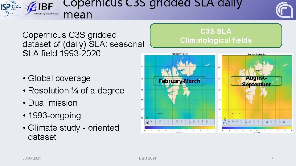 Copernicus C 3 S gridded SLA daily mean Copernicus C 3 S gridded dataset