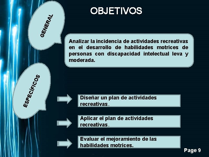 RA L GE NE OBJETIVOS ES PE CÍF ICO S Analizar la incidencia de