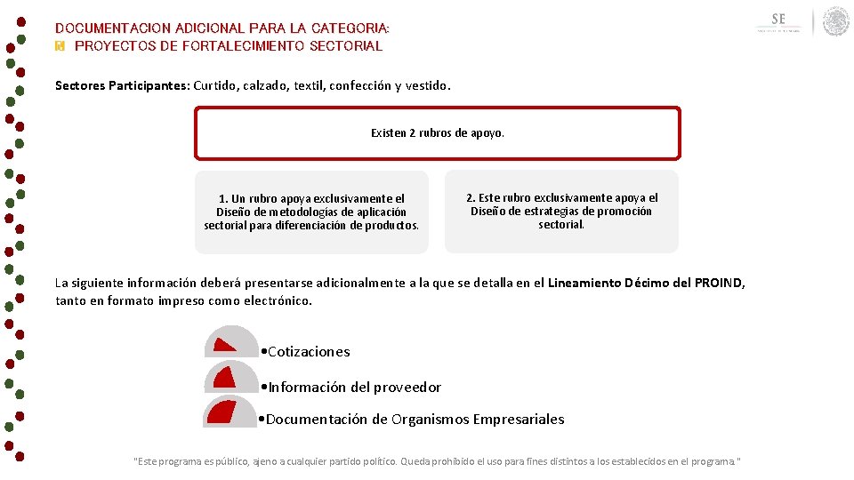 DOCUMENTACION ADICIONAL PARA LA CATEGORIA: ₪ PROYECTOS DE FORTALECIMIENTO SECTORIAL Sectores Participantes: Curtido, calzado,