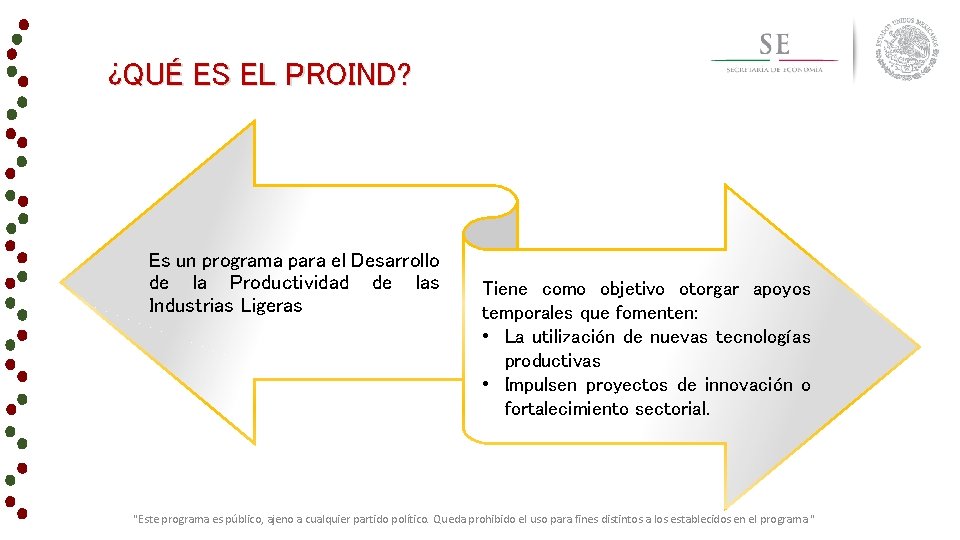 ¿QUÉ ES EL PROIND? Es un programa para el Desarrollo de la Productividad de