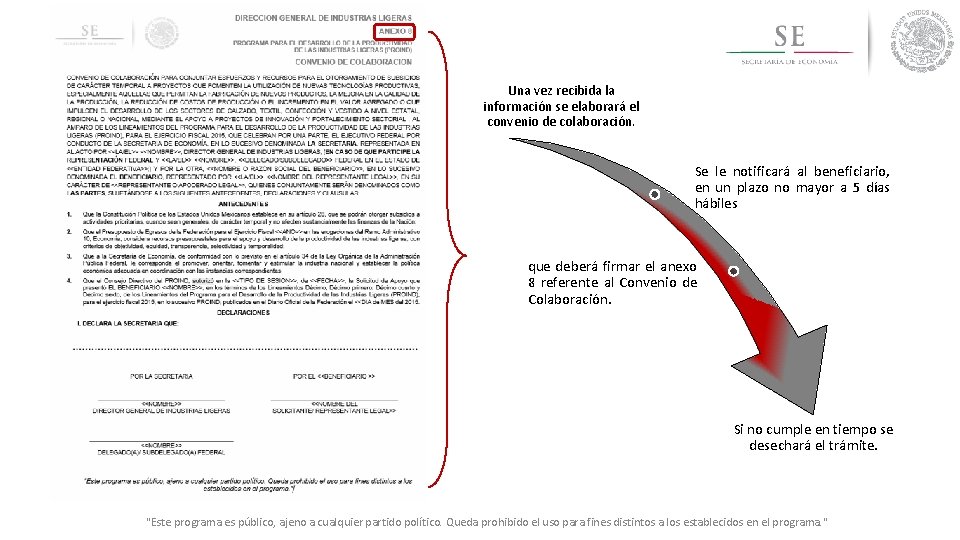 Una vez recibida la información se elaborará el convenio de colaboración. Se le notificará