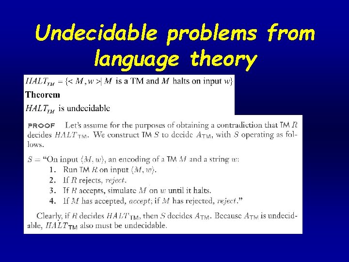 Undecidable problems from language theory Undecidable problems from language theory