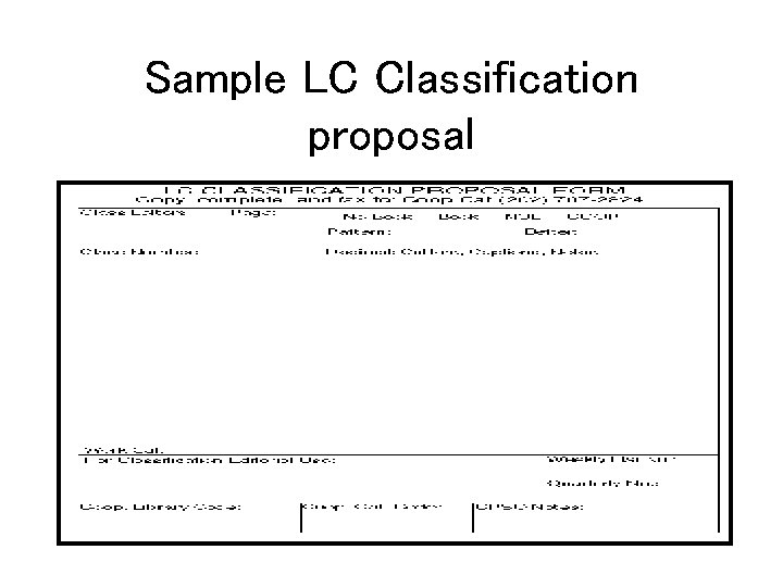 Sample LC Classification proposal 