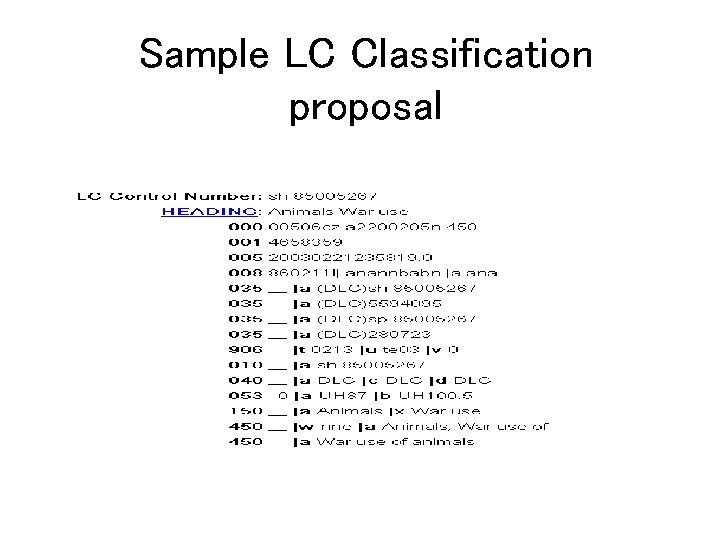 Sample LC Classification proposal 