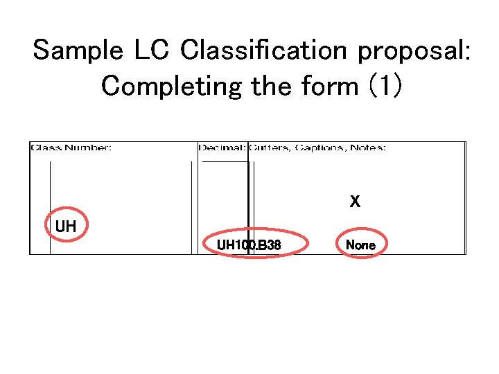 Sample LC Classification proposal: Completing the form (1) X UH UH 100. B 38