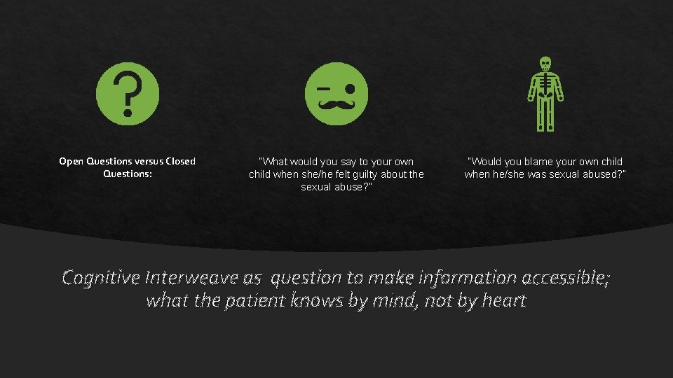 Open Questions versus Closed Questions: “What would you say to your own child when