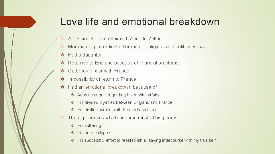 Love life and emotional breakdown A passionate love affair with Annette Vallon Married despite