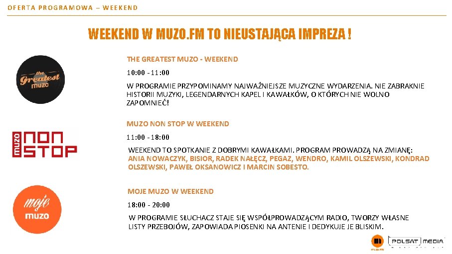 OFERTA PROGRAMOWA – WEEKEND W MUZO. FM TO NIEUSTAJĄCA IMPREZA ! THE GREATEST MUZO