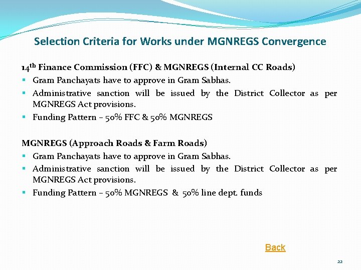 Selection Criteria for Works under MGNREGS Convergence 14 th Finance Commission (FFC) & MGNREGS