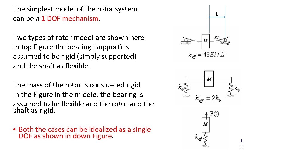 The simplest model of the rotor system can be a 1 DOF mechanism. Two
