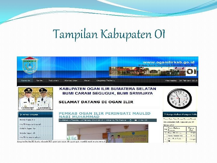 Tampilan Kabupaten OI 