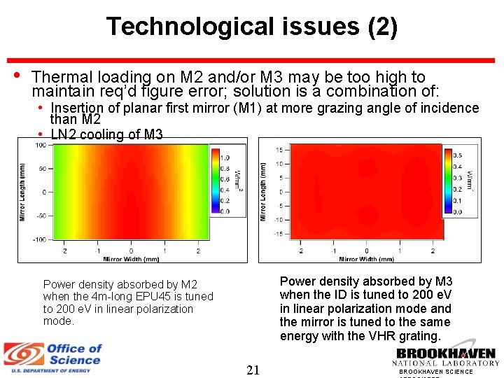 Technological issues (2) • Thermal loading on M 2 and/or M 3 may be