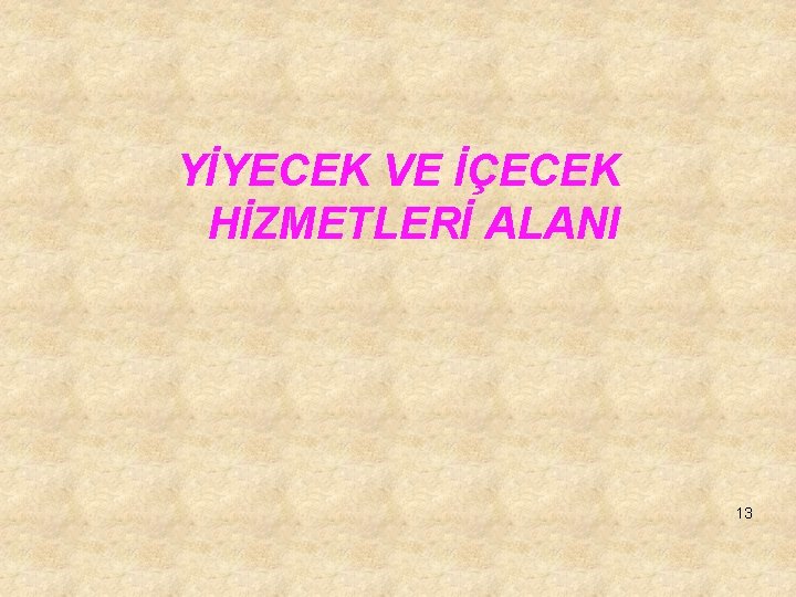 YİYECEK VE İÇECEK HİZMETLERİ ALANI 13 