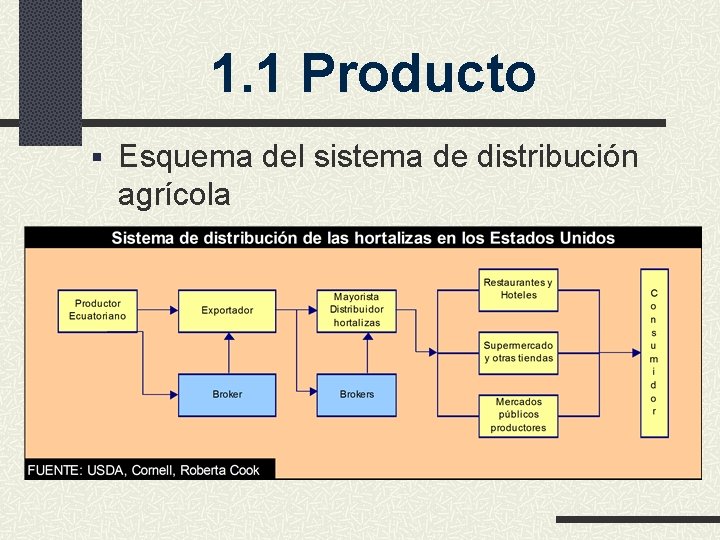 1. 1 Producto § Esquema del sistema de distribución agrícola 