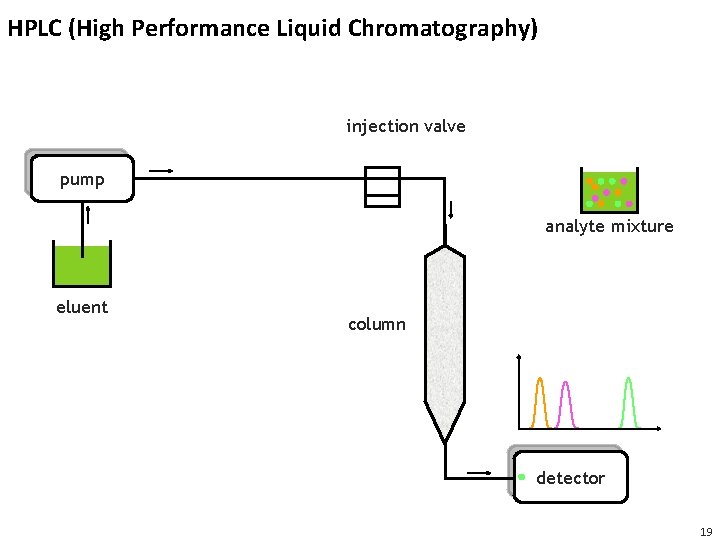 HPLC (High Performance Liquid Chromatography) injection valve pump analyte mixture eluent column detector 19