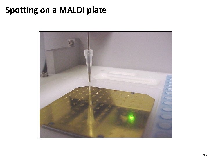 Spotting on a MALDI plate 53 