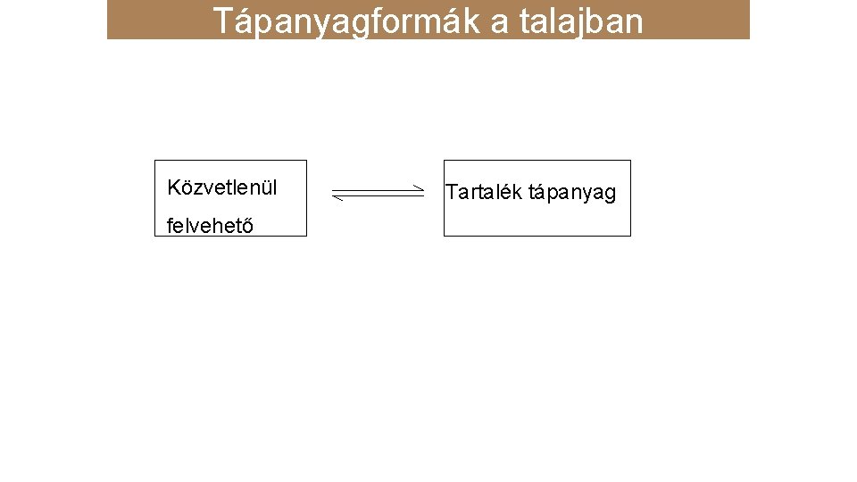 Tápanyagformák a talajban Közvetlenül felvehető Tartalék tápanyag 