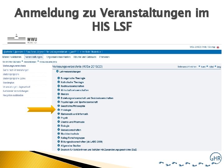 Anmeldung zu Veranstaltungen im HIS LSF 