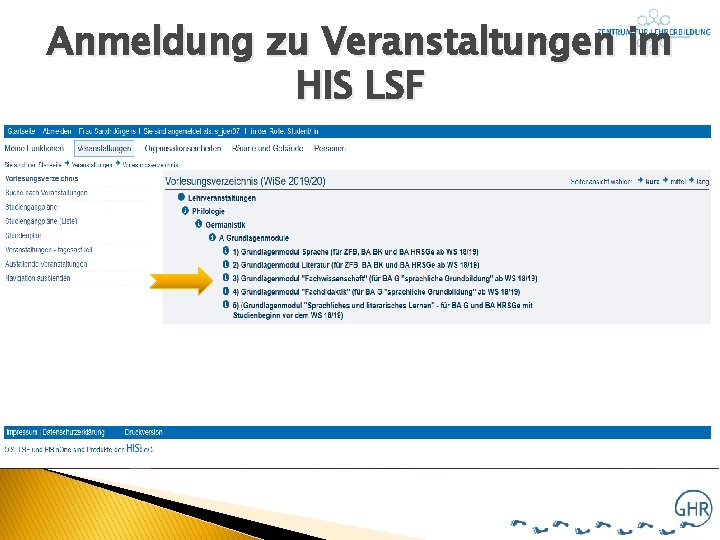 Anmeldung zu Veranstaltungen im HIS LSF 