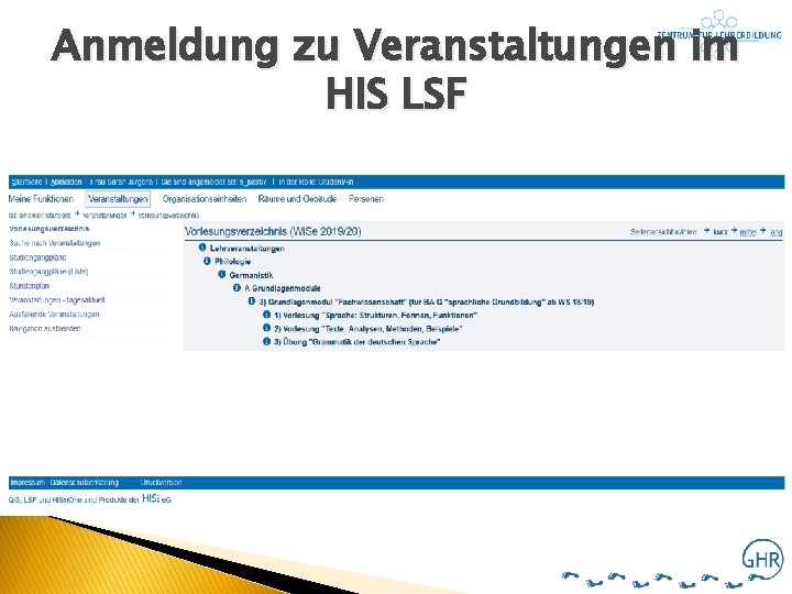 Anmeldung zu Veranstaltungen im HIS LSF 