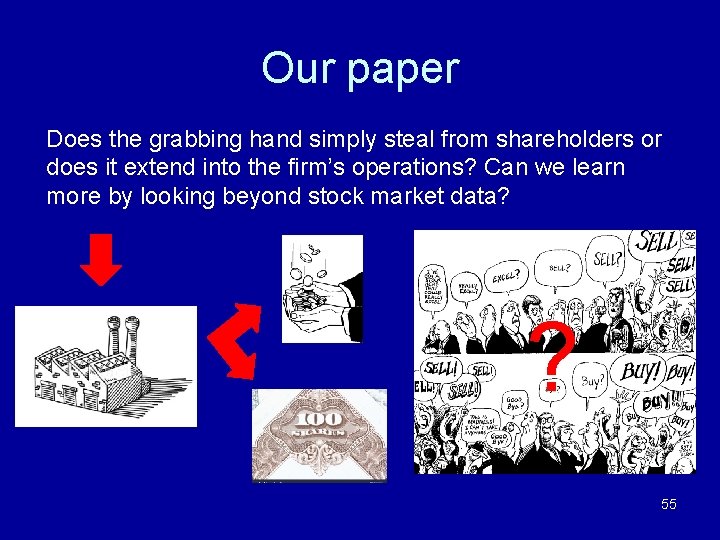 Our paper Does the grabbing hand simply steal from shareholders or does it extend
