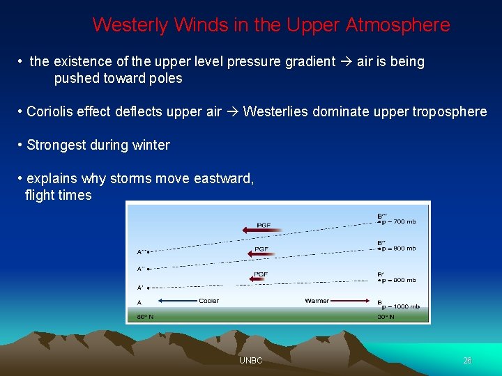 Westerly Winds in the Upper Atmosphere • the existence of the upper level pressure