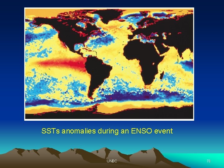 SSTs anomalies during an ENSO event UNBC 78 