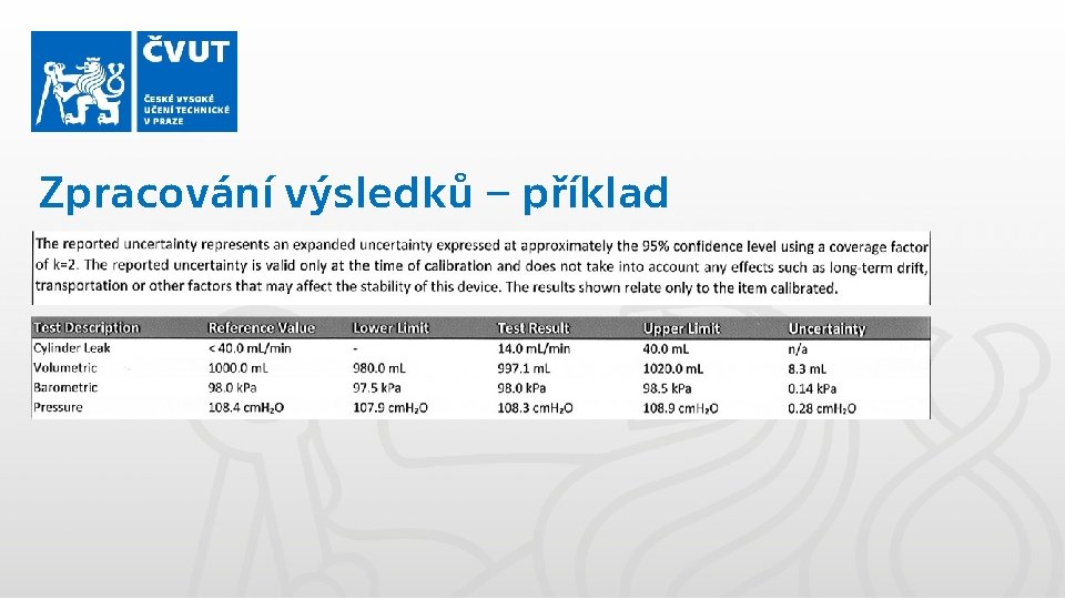 Zpracování výsledků – příklad 