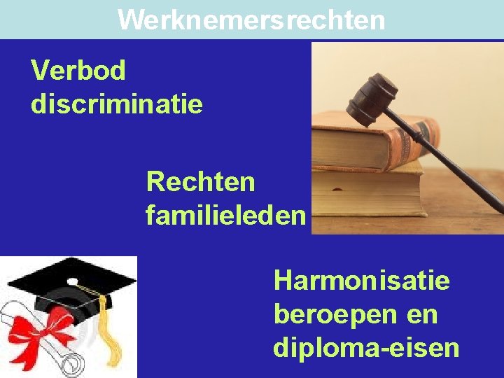 Werknemersrechten Verbod discriminatie Rechten familieleden Harmonisatie beroepen en diploma-eisen 