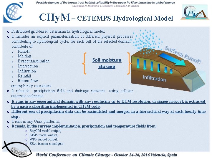 CHy. M – CETEMPS Hydrological Model q q q q Distributed grid-based deterministic hydrological