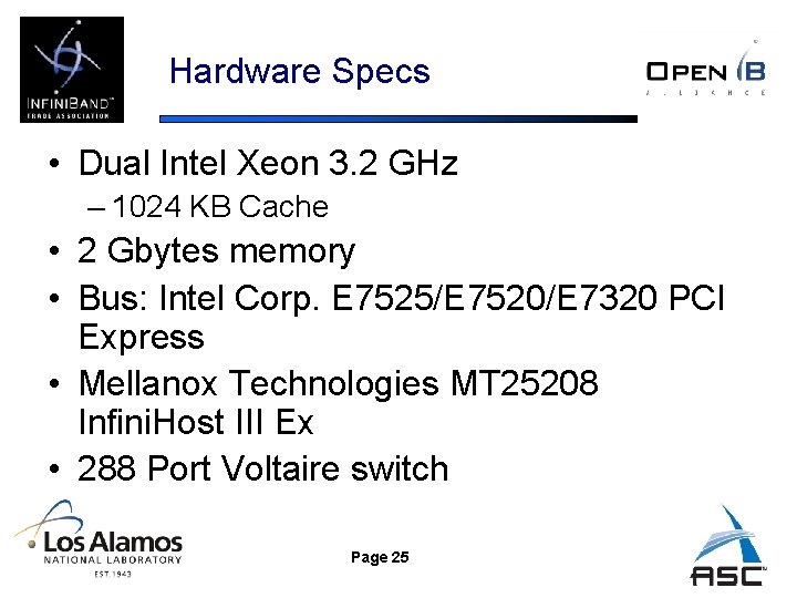 Hardware Specs • Dual Intel Xeon 3. 2 GHz – 1024 KB Cache •
