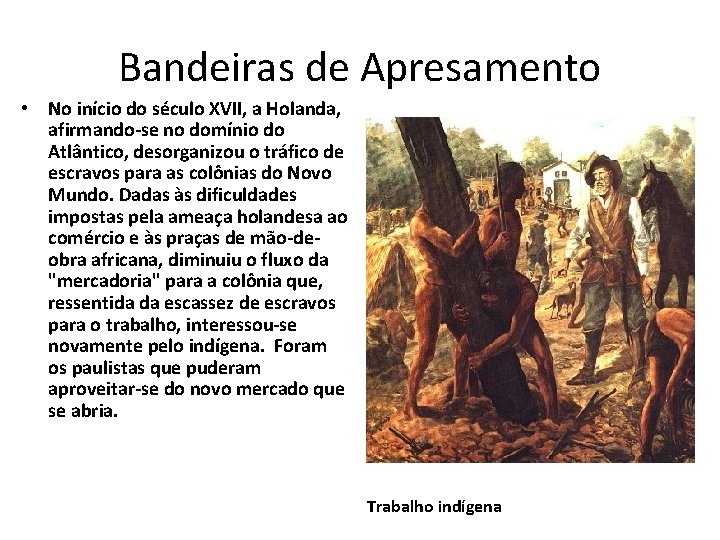 Bandeiras de Apresamento • No início do século XVII, a Holanda, afirmando-se no domínio