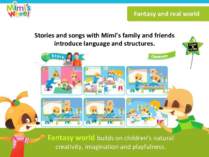 Fantasy and real world Stories and songs with Mimi’s family and friends introduce language