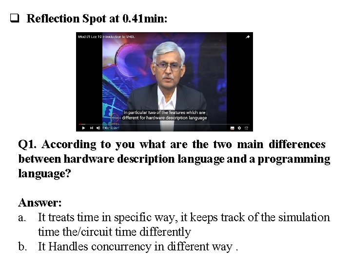 q Reflection Spot at 0. 41 min: Q 1. According to you what are