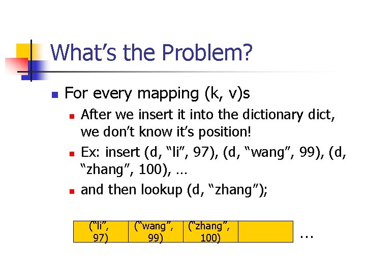 What’s the Problem? n For every mapping (k, v)s n n n After we