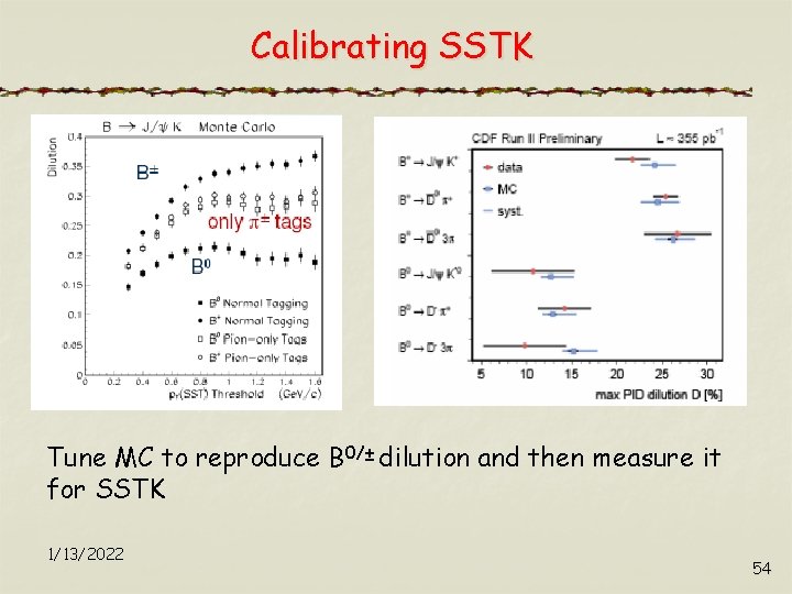 Calibrating SSTK Tune MC to reproduce B 0/± dilution and then measure it for