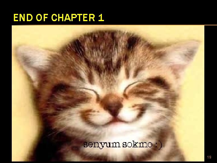 END OF CHAPTER 1 19 
