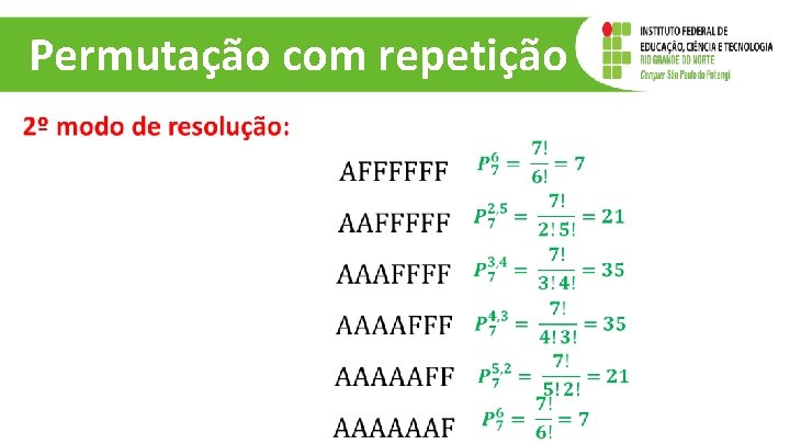 Permutação com repetição 