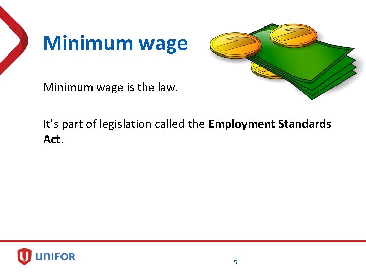 Minimum wage is the law. It’s part of legislation called the Employment Standards Act.