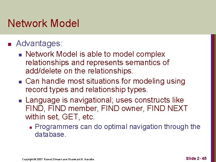 Network Model n Advantages: n n n Network Model is able to model complex Network Model n Advantages: n n n Network Model is able to model complex