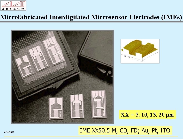 Microfabricated Interdigitated Microsensor Electrodes (IMEs) XX = 5, 10, 15, 20 mm 6/14/2021 IME