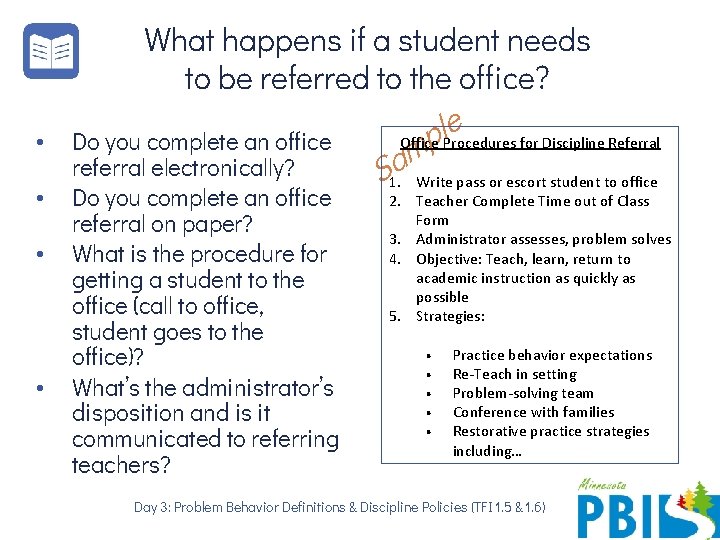 What happens if a student needs to be referred to the office? • •