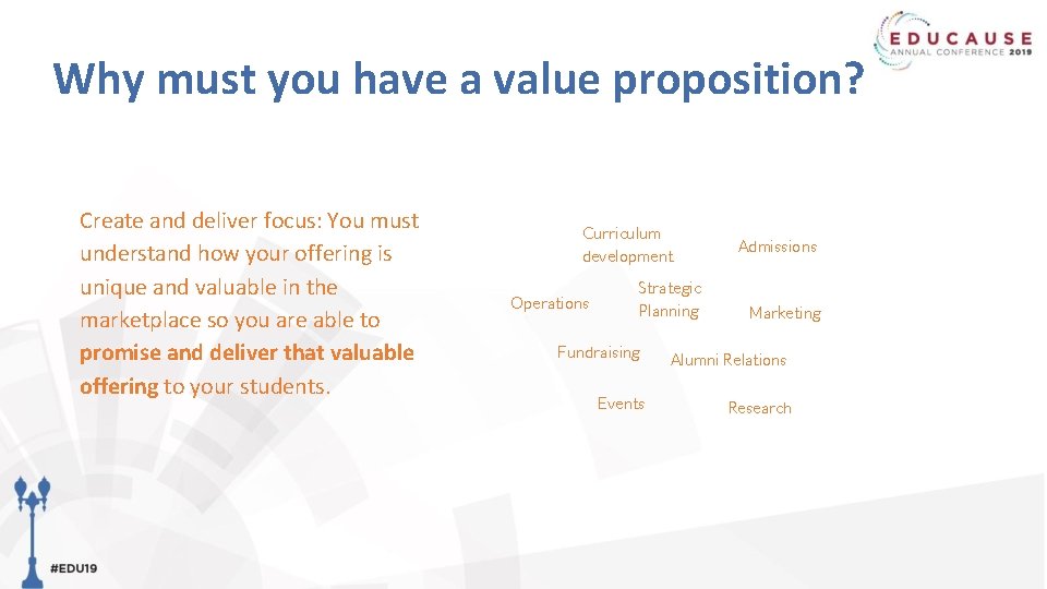 Why must you have a value proposition? Create and deliver focus: You must understand